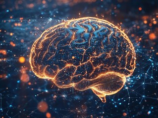 Fototapeta premium Intricate Close-Up of a Human Brain Merging Seamlessly with Advanced Technology, Illustrating a Powerful Fusion of Neural Science and Artificial Intelligence