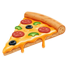 Isolated Slice of Pepperoni Pizza with Dripping Cheese