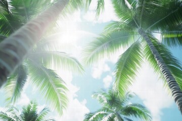 Obraz premium Tropical Paradise: Palm Trees and Blue Sky