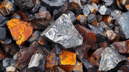 Intricate Generative Visualization of Piles of Mined and Refined Rare Earth Elements Showcasing Industrial Extraction and Vibrant Mineral Richness