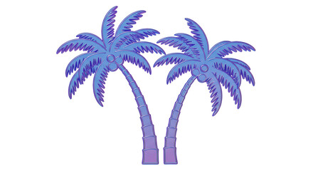 Isolated Pair of Stylized Palm Trees