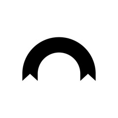 Semicircular ribbon banner. Vector illustration. Semi circle curved long banner.