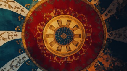 Intricate ceiling art showcasing vibrant colors and detailed patterns in a historic building