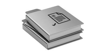 Isolated Stack of Silver Document Books