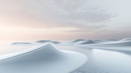 Abstract, serene, sculpted landscape, tranquil sunrise