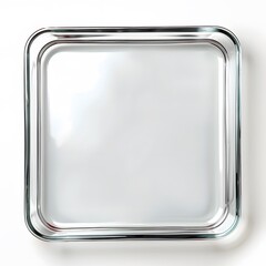Square Metal Tray with Glossy Finish on White Background