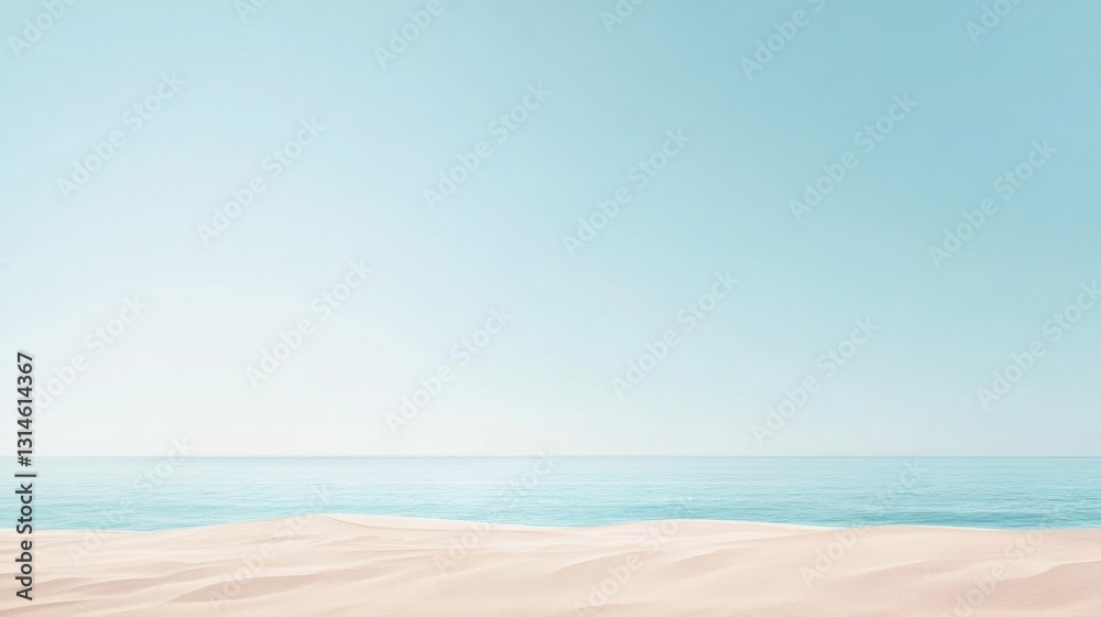 Poster spacious beach view with soft sand dunes and clear blue sky ideal for relaxation and escape from dai