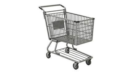 Isolated Chrome Metal Shopping Cart