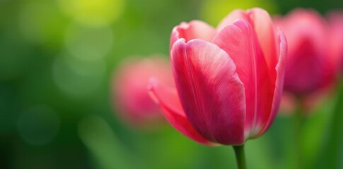 Fototapeta premium Macro shot of tulip petals in shades of pink and green, garden, botanical, spring