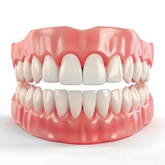 Obraz premium Realistic Human Teeth Model on White Background with Gums Visible