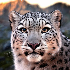 Close Up of a Snow Leopard's Face