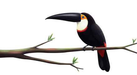 Isolated Vivid Toucan Bird Perched on a Branch