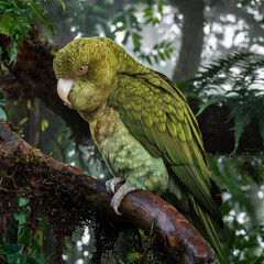 A kakapo closeup in wildlife