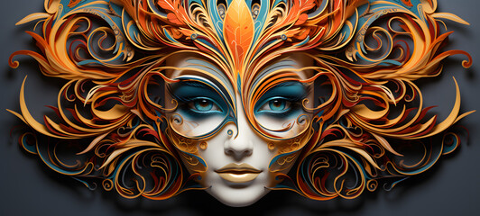 quilling paper mask , ai geneative