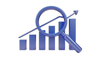 Isolated Magnifying Glass and Chart Bar Analytics