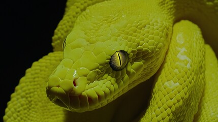 Fototapeta premium Yellow snake portrait, studio, dark background, reptile