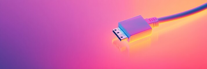 Network cable with internet icon against a vibrant gradient background highlighting connectivity and digital services