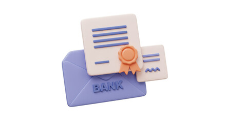 Isolated Stylized Bank Envelope with Certificate