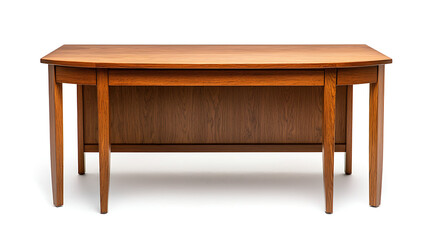 A wooden table with a brown top and legs