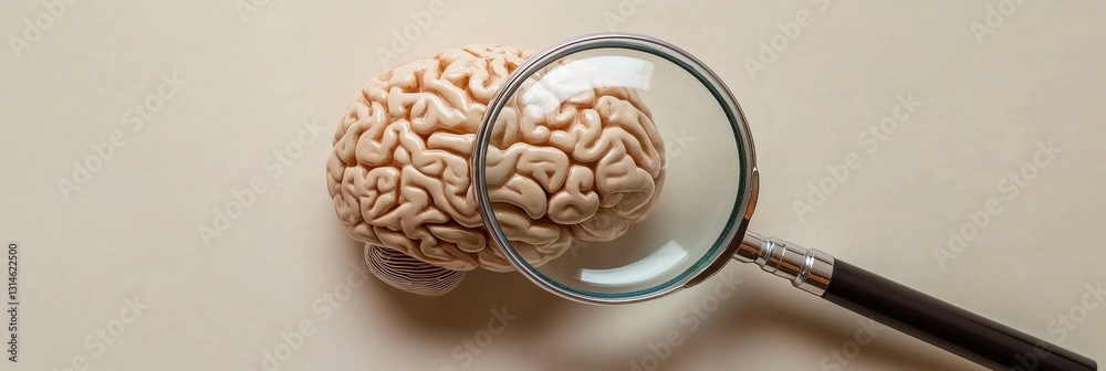 Aufkleber Exploring transparency in artificial intelligence with a magnifying glass over a brain graphic designed for clarity and understanding
