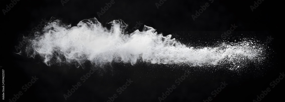 Canvas Prints a soft puff of white chalk powder released into the air on an isolate background