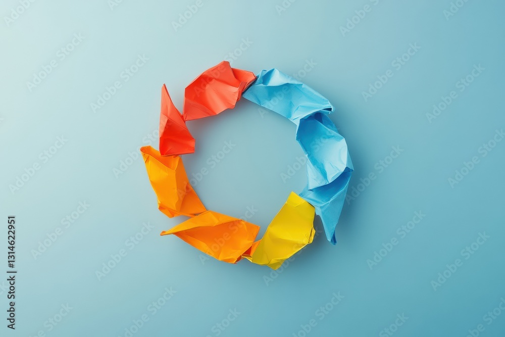 Poster Circular recycling loop symbolizes sustainable consumption and environmental awareness with clean minimalist design and ample text space