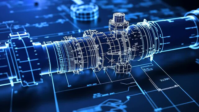 A precise engineering blueprint of a butterfly valve in a complex pipeline, with exploded views highlighting each component's detailed design.