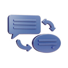 Isolated Blue Speech Bubbles with Arrows Exchanging Messages