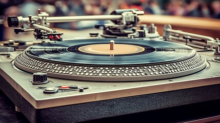 Outdoor turntable spins vinyl record