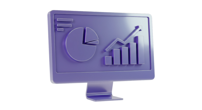 Isolated Computer Screen Displaying Charts: Data Analysis Concept