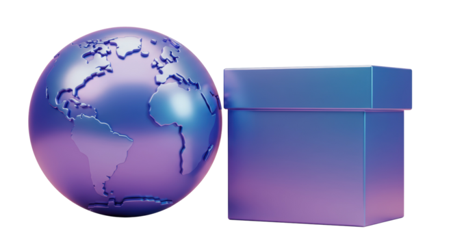 Isolated Earth with Box: Shipping, Logistics, and Delivery Concept