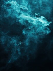 Obraz premium Ethereal teal smoke swirls against a dark backdrop creating a mysterious and captivating atmosphere with a sense of depth and movement