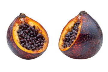 Fresh ambarella fruit with smooth skin isolated on transparent background