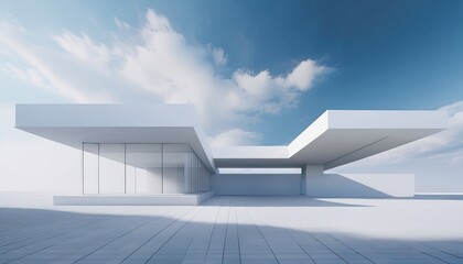 Obraz premium architectural rendering of a modern building in a simple and clean geometry