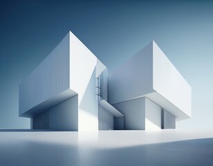 Fototapeta premium architectural rendering of a modern building in a simple and clean geometry