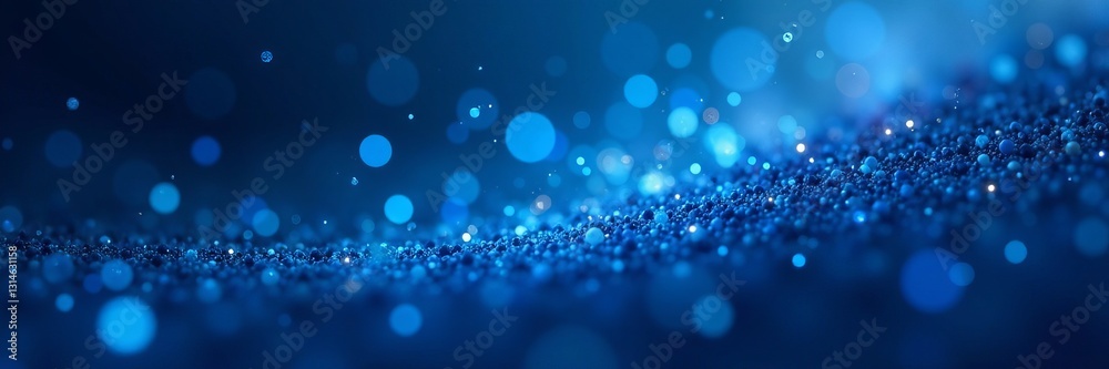 Wall mural abstract blue particle background with light effects and bokeh, futuristic, particles, bokeh