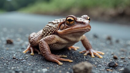 Obraz premium Close-up view of a toad on a roadway.