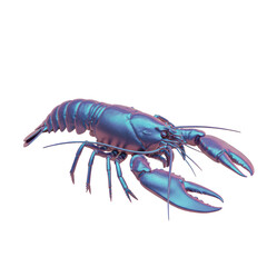 Isolated Iridescent Lobster, Seafood Illustration
