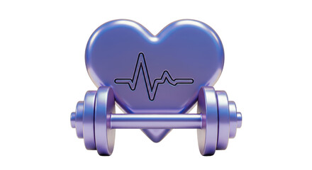 Isolated Heart with Pulse and Dumbbell, Fitness and Health