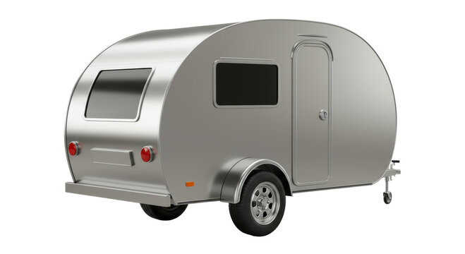 Isolated Silver Camper Van, Travel and Adventure
