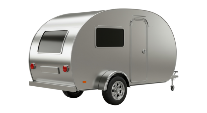 Isolated Silver Camper Van, Travel and Adventure