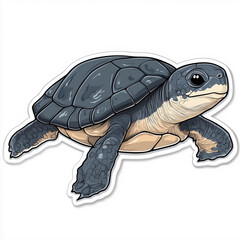 Fototapeta premium Stylized Illustration of a Sea Turtle with a Detailed Shell and Expressive Eyes
