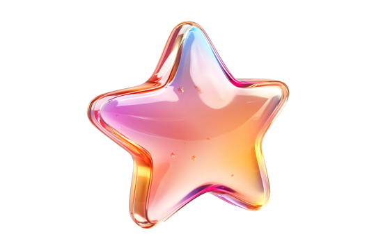 3d glossy star with pink and orange color Isolated on White and Transparent Background PNG Image.
