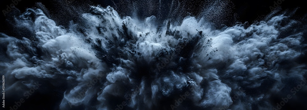 Canvas Prints a dramatic burst of black carbon powder forming an abstract pattern on an isolate background