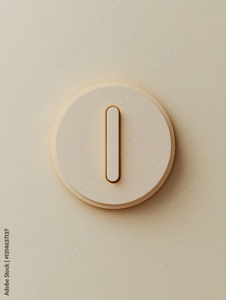 Aufkleber Large minimalist power button symbolizing accessibility against a neutral background with an empty space below for text