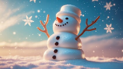 Christmas marshmallow snowman covered in white chocolate frosting.