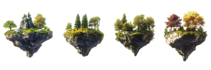 Floating island landscape outdoors nature isolated clipart with transparent background
