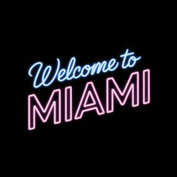 Neon "Welcome to Miami" Sign on Black Background