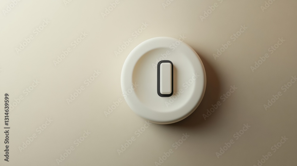 Poster Large minimalist power button icon on a neutral background with ample text space for design accessibility