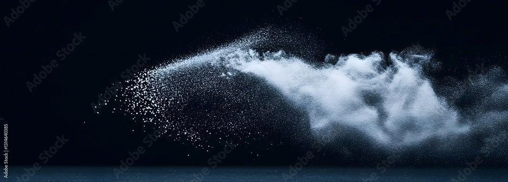 Wall mural a tiny puff of transparent setting powder swirling in the air on an isolate background